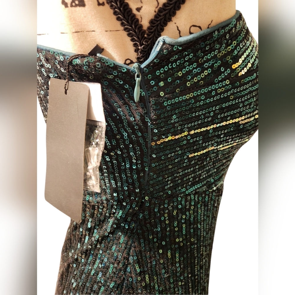 🚫SOLD🚫 Missord One Shoulder Beaded Sleeve Gradient Sequin Dress - Picture 13 of 16